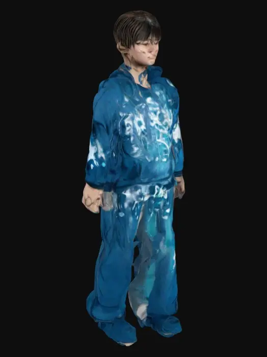 3D model for Blue tracksuit teenager hoodie says Spider