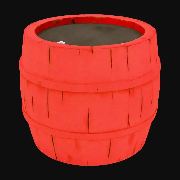 3D model for low poly water barrel, smooth cylinder, pastel blue water surface
