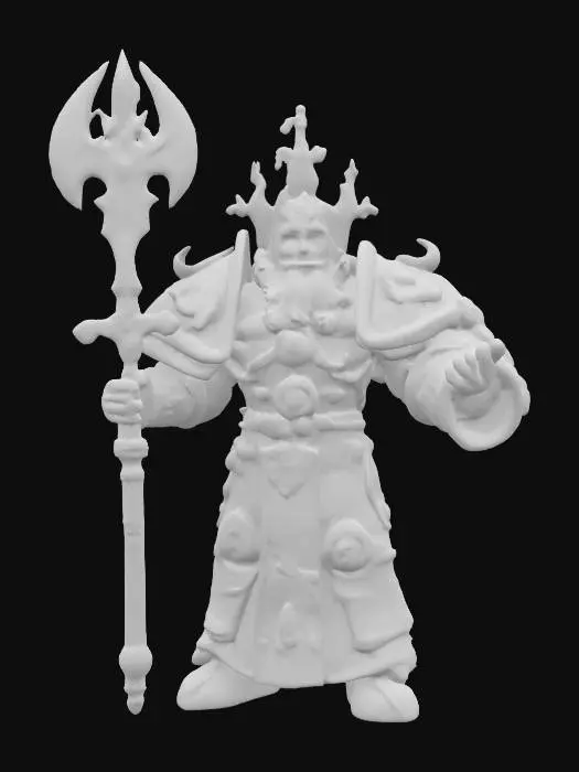 3D model for A large ornate Warhammer of a paladin worshiping a thunder god.  
The hammer is decorated with sapphires and diamonds and has the image of the god's face for decoration