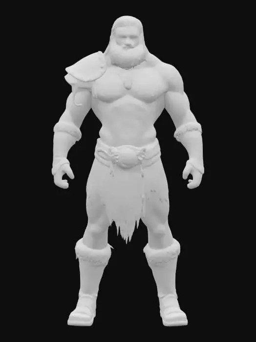 3D model for A handsome muscular barbarian man with a thong loincloth and leather shoulder pads and boots