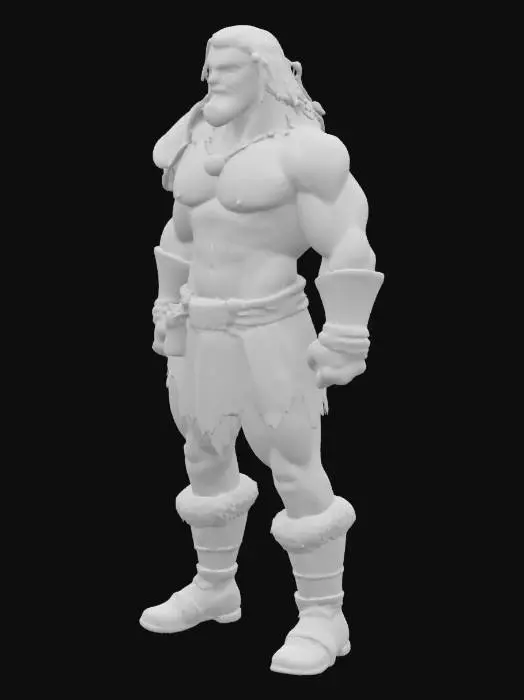 3D model for A handsome muscular barbarian man with a thong loincloth and leather shoulder pads and boots