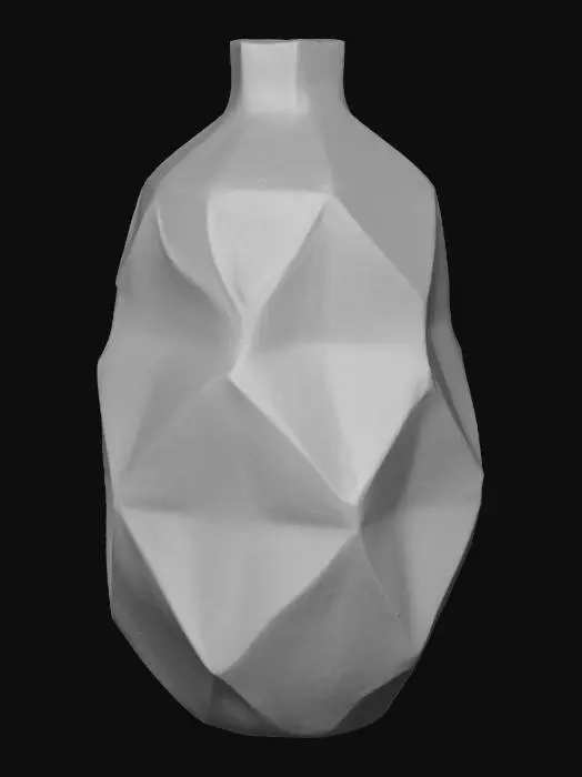 3D model for Minimalist 3D printable vase with geometric polygonal design, smooth surfaces, Scandinavian interior style, perfect for home decor, optimized for resin and FDM printers.