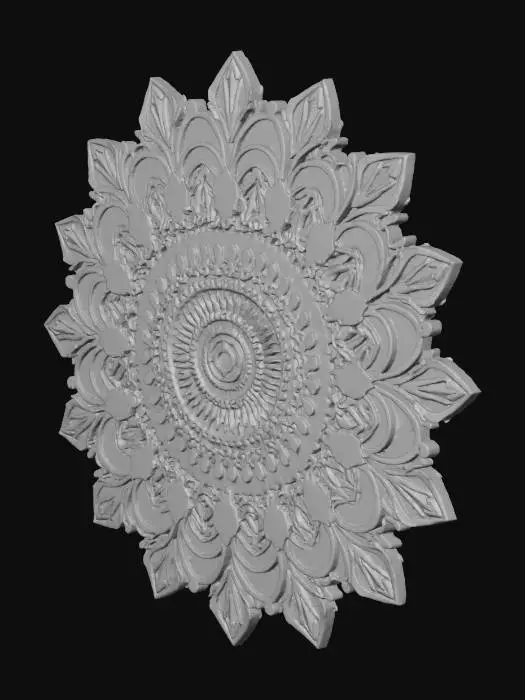 3D model for Intricate mandala wall art with layered geometry for 3D printing. 
Design: circular symmetrical pattern, multiple layers for depth effect. 
Style: decorative, bohemian, spiritual. 
Output: STL for wall hanging, optimized for multi-color FDM printing.