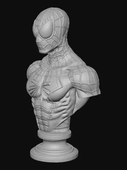 3D model for 3D printable Spider-inspired superhero bust. 
Classic mask with web details, muscular chest, dynamic base. 
Simplified design, great for beginners and collectors.