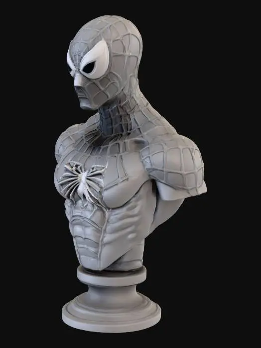 3D model for 3D printable Spider-inspired superhero bust. 
Classic mask with web details, muscular chest, dynamic base. 
Simplified design, great for beginners and collectors.