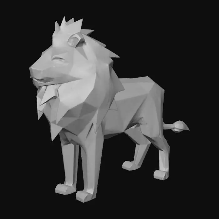 3D model for Polygonal low-poly style animal statues for decoration. 
Examples: lion, wolf, elephant, owl. 
Style: modern geometric design, suitable for home or office decor. 
Output: STL + OBJ, easy to print in different sizes.