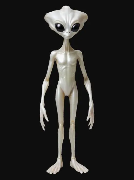 3D model for A friendly alien with a tall body wears pearl silk hands with long finger, 