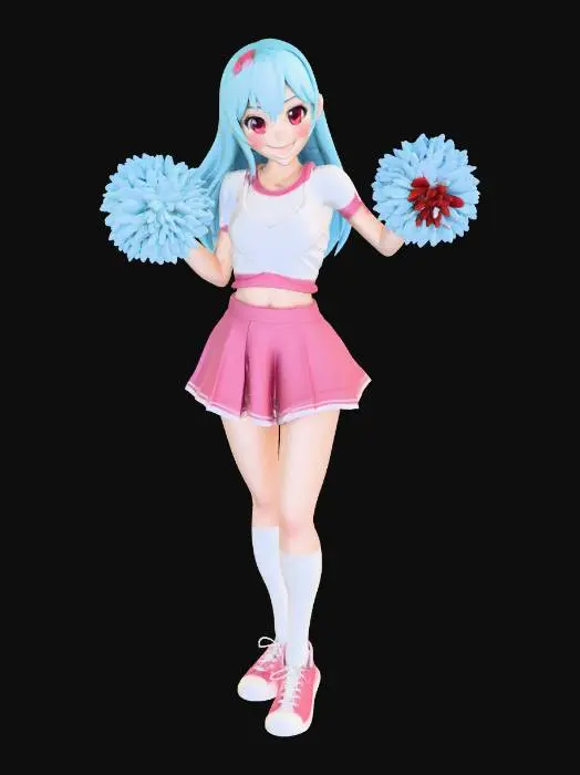 3D model for create me cute anime girl striking a pose in cheerleading attire