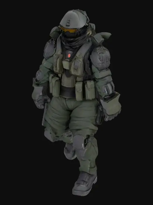 3D model for model of a commando soldier  on a suit like the movie jin rho wolf brigade on t position for animate later