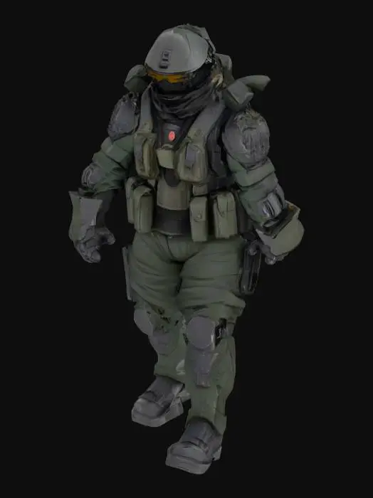3D model for model of a commando soldier  on a suit like the movie jin rho wolf brigade on t position for animate later