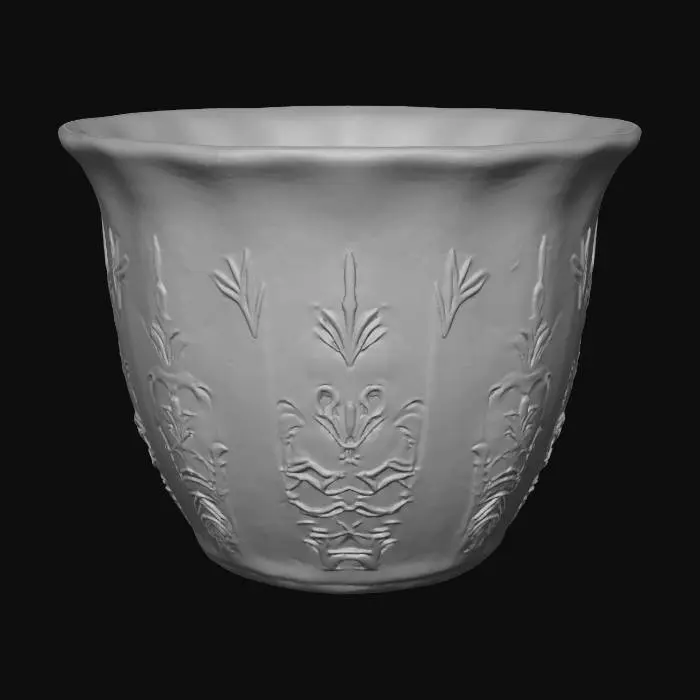 3D model for Ceramic Teacup with Red and Green Pattern