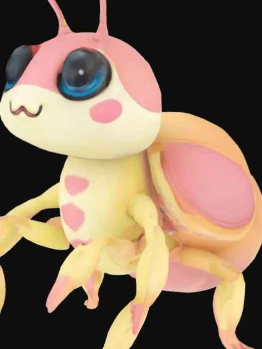 3D model for A cute, kawaii four leg, summoned pokemon like creature, bug like

