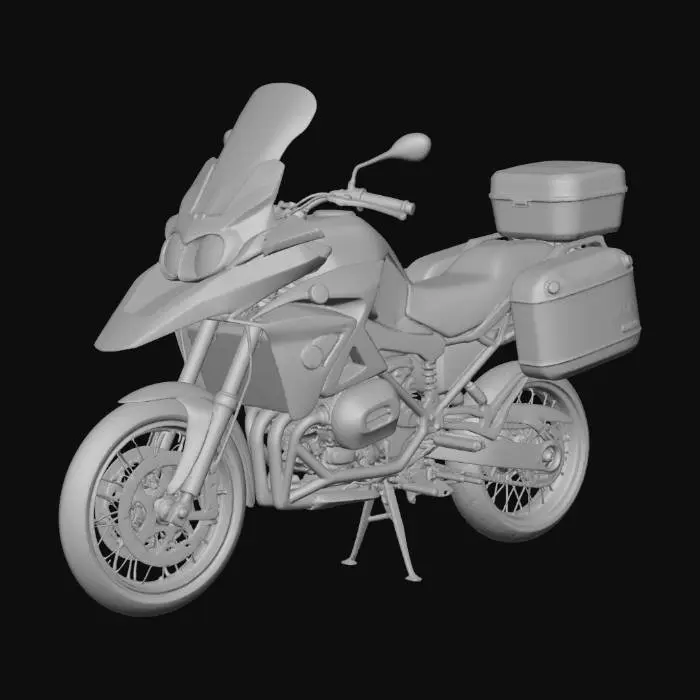 3D model for Genera el modelo 3D de una moto BMW R1200 GS 2017 ADVENTURE, incluyendo detalles de maleta trasero