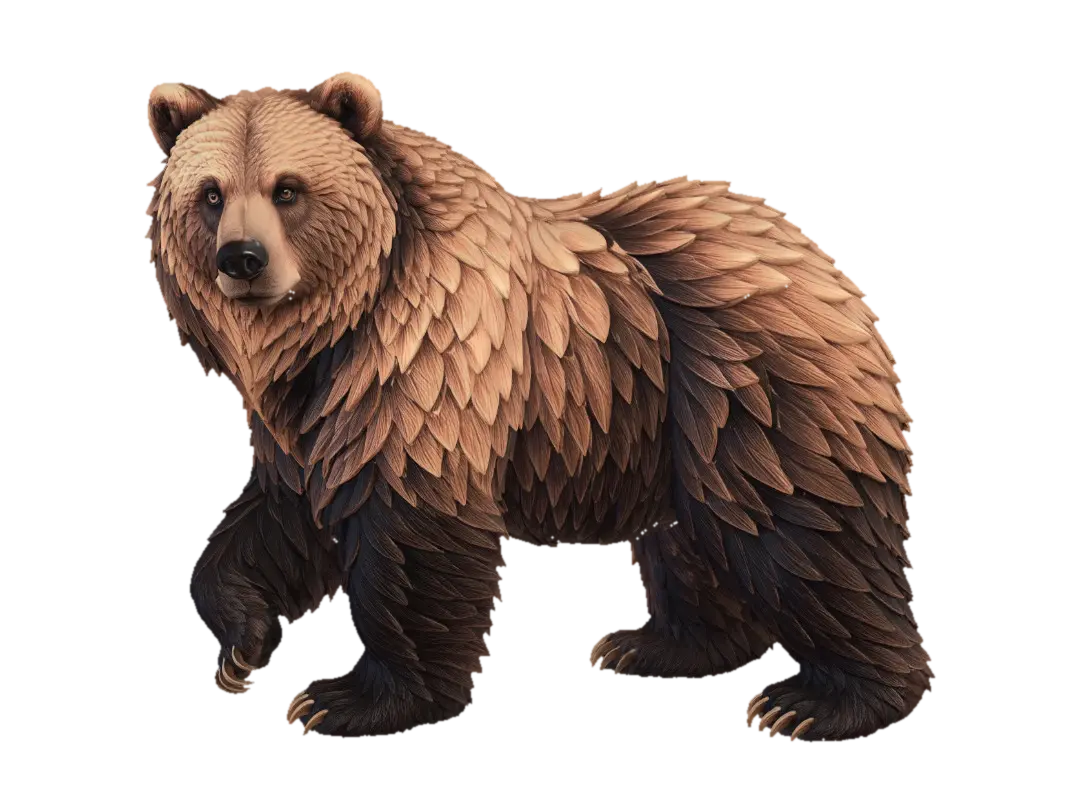 Feathered Ember Bear 3D model, vytvořený pomocí AI