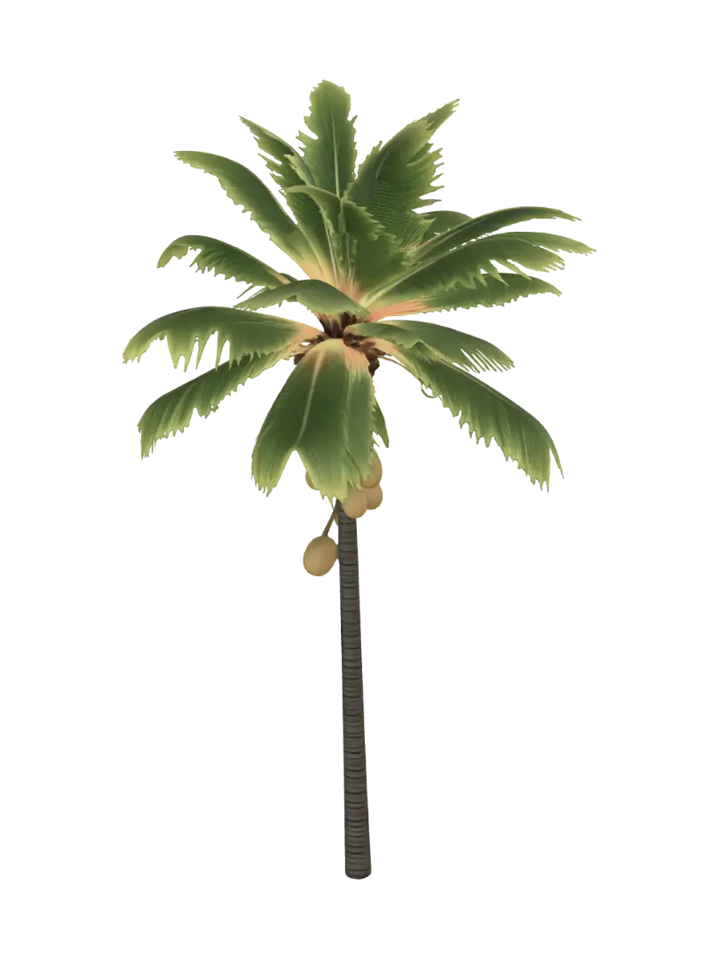 Coconut Tree 3D model, vytvořený pomocí AI