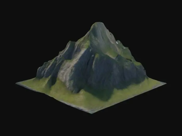 3D model for big mountain with cliffs, ideal for river