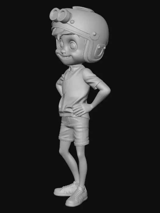 3D model for crate a 3d image of a cartoon guy witha scooter helmet on no scooter