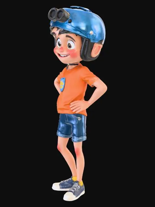 3D model for crate a 3d image of a cartoon guy witha scooter helmet on no scooter