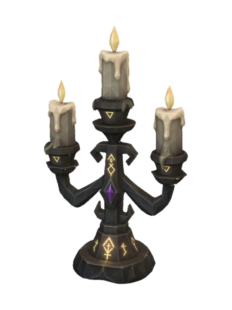Low Poly Alchemist Candelabra - Candleholder 3D model, vytvořený pomocí AI