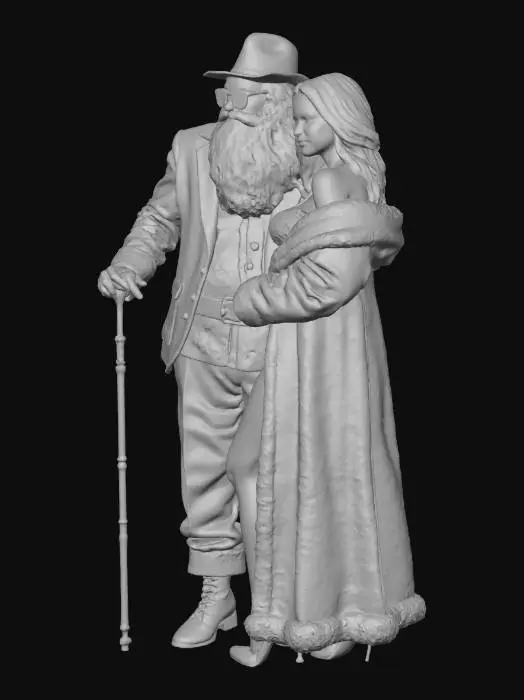 3D model for Santa but if he was a Pimp, With missis cluse next to him in a fur coat. , #Christmas2025#