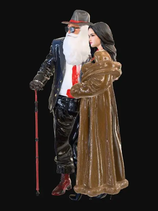 3D model for Santa but if he was a Pimp, With missis cluse next to him in a fur coat. , #Christmas2025#