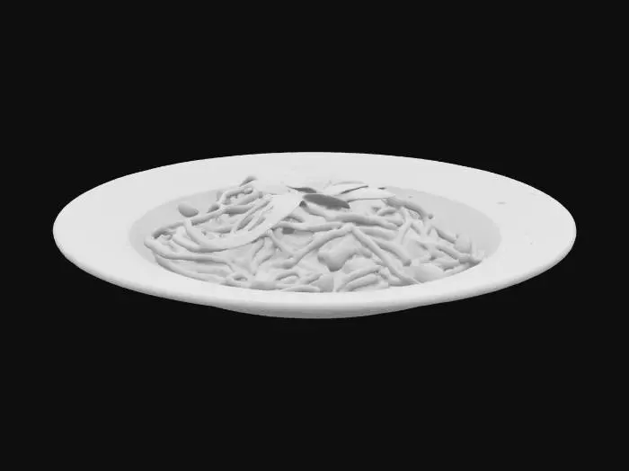 3D model for ultra realistic serving spaghetti on a white plate