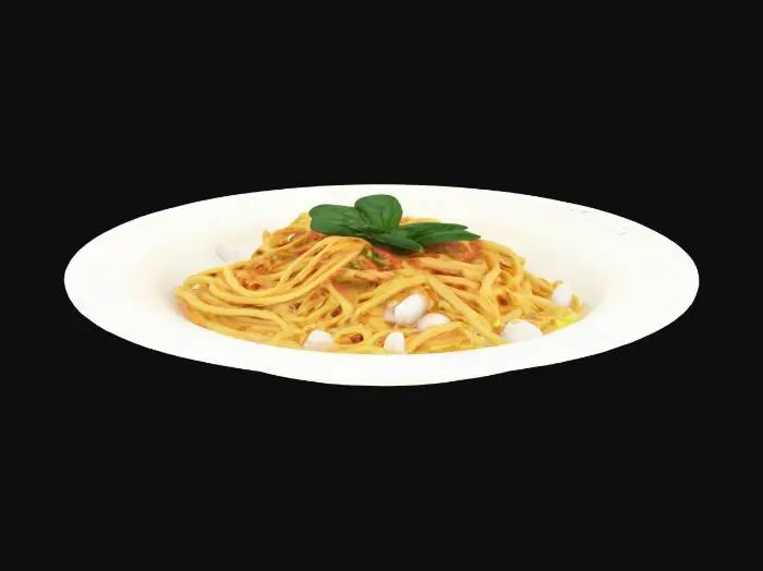 3D model for ultra realistic serving spaghetti on a white plate