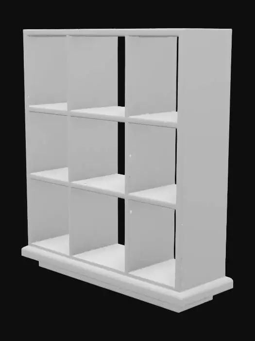 3D model for generate a medium tones wooden 9 cube shelf