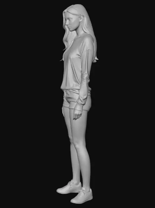 3D model for Cream Top and Denim Shorts
