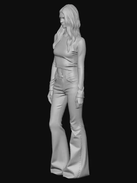 3D model for Grey Crop Top and Bell-Bottom Jeans