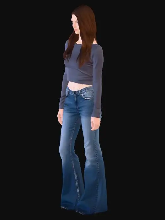 3D model for Grey Crop Top and Bell-Bottom Jeans