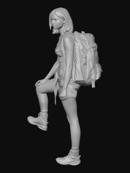 3D model for Hiker on Mossy Rocks