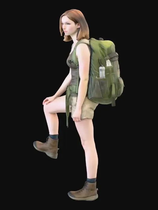 3D model for Hiker on Mossy Rocks