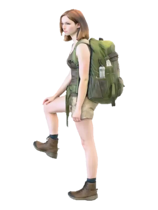 Hiker on Mossy Rocks - Granite 3D model, vytvořený pomocí AI