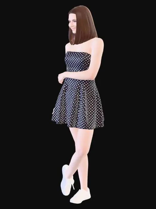 3D model for Polka Dot Strapless A-line Dress