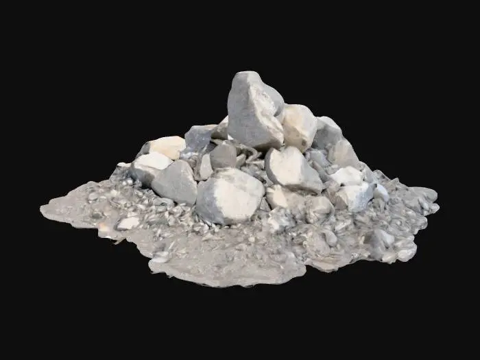 3D model for A big pile of rock and rubble.