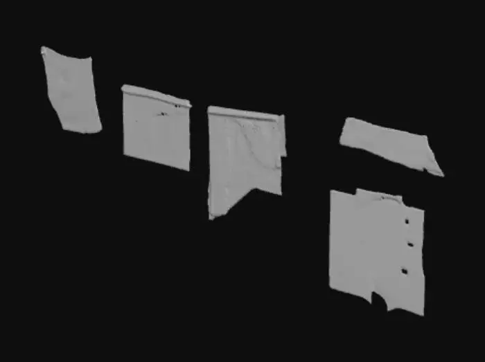 3D model for A cluster a papers on a wall