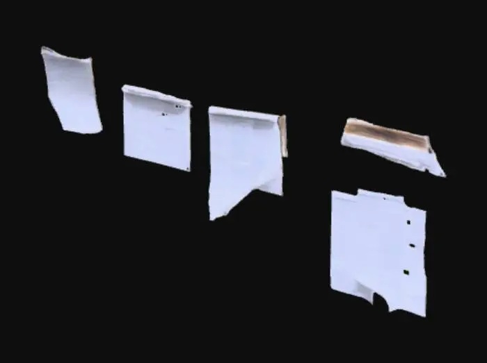 3D model for A cluster a papers on a wall