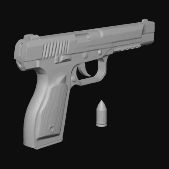 3D model for Pistol and Bullet on Tile