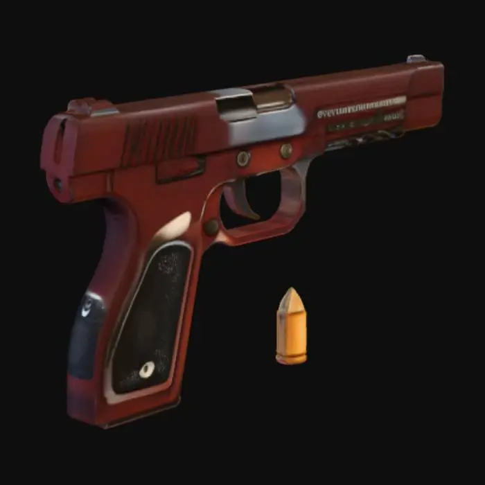3D model for Pistol and Bullet on Tile