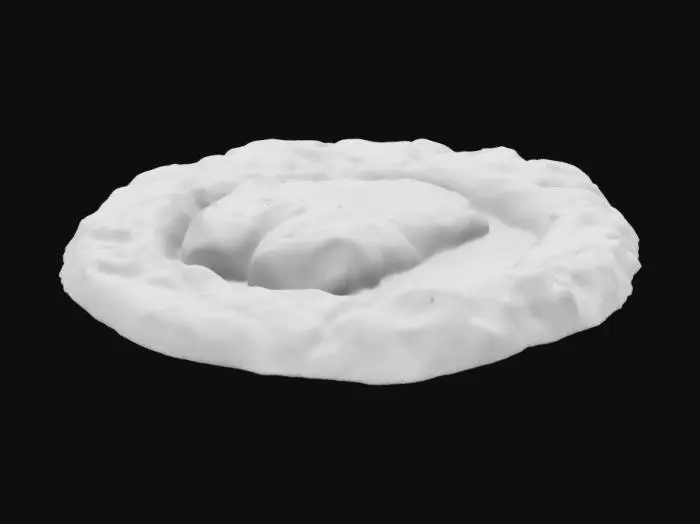 3D model for a goat's footprint embedded in a large pile of snow, #ChristmasAdventure#,  