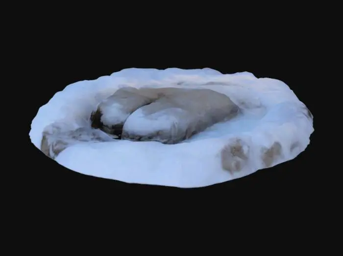 3D model for a goat's footprint embedded in a large pile of snow, #ChristmasAdventure#,  