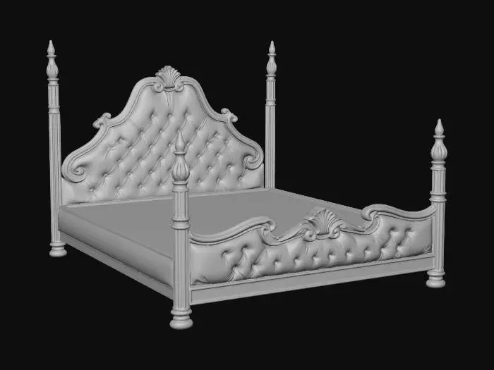 3D model for Crimson Velvet Four-Poster Bed