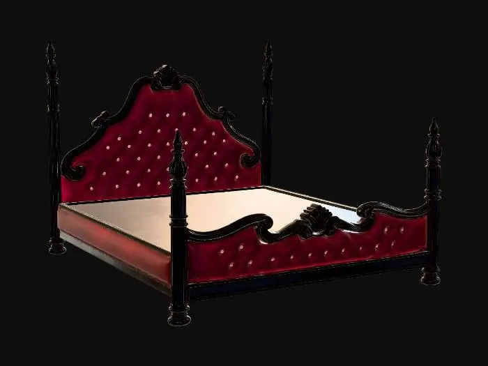 3D model for Crimson Velvet Four-Poster Bed
