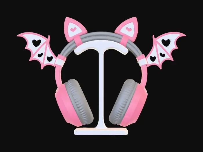 3D model for Heart-Winged Pink Headphones