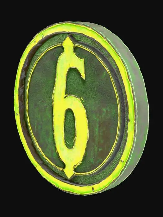 3D model for Map Marker token style, standing on it's edge like a coin. sll side symetrical, black dragon scale texture with blank areas on the sides.