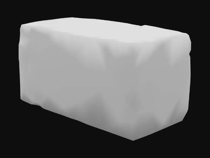 3D model for dark fieldstone charcoal basalt stone slab, L 160 cm × H 26 cm × D 12 cm, hand-cut, hard edges, matte