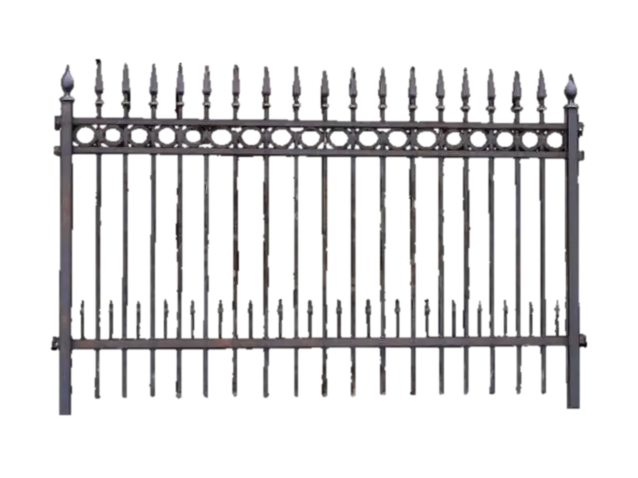 Modelo 3D de A modular cemetery metal fence section, designed for repetitive assembly. Crafted… - Scrollwork, gerado por IA