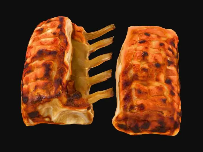 3D model for Ribs and Crackling in a Baking Tray, #food#