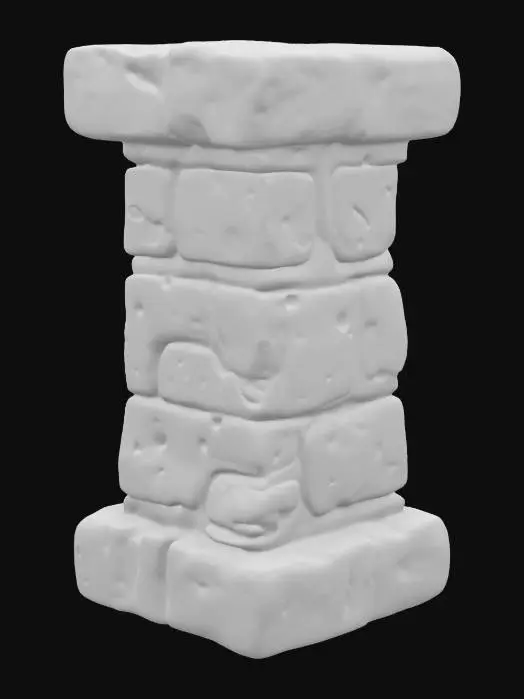 3D model for Cartoon-style pillar made of fieldstone, uneven rocks, hand-painted, fantasy style